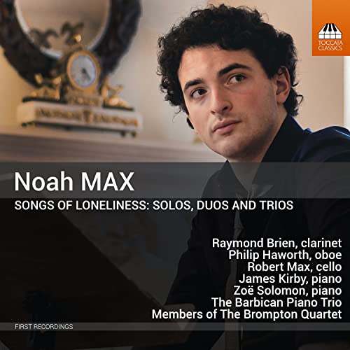 CD cover featuring portrait of Noah Max and classical musicians’ names.