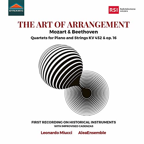 CD cover for Mozart & Beethoven quartets with abstract spiral design.