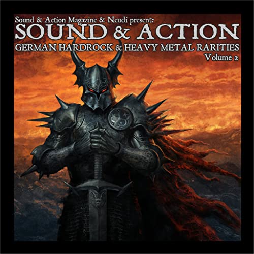 CD cover featuring a spiked armored warrior with red eyes against an orange sky.