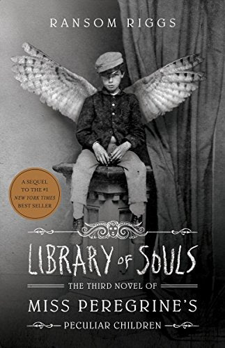 "Book cover featuring a black-and-white image of a boy with large feathered wings."