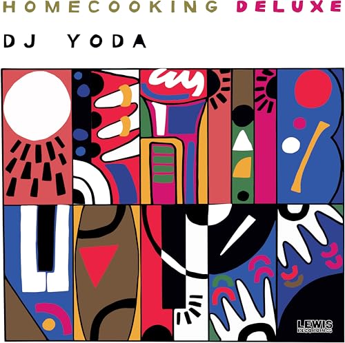CD cover for DJ Yoda’s “Home Cooking (Deluxe)” with abstract colorful art.