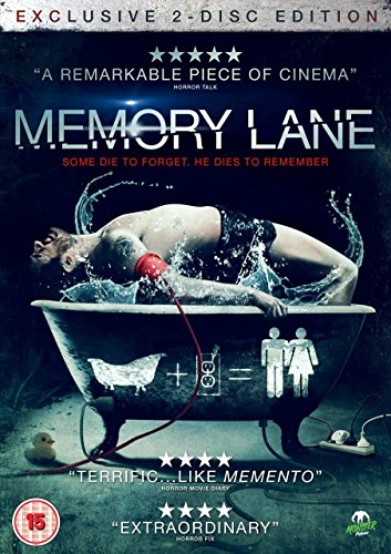 DVD cover for “Memory Lane” depicting a man in a bathtub, horror theme.