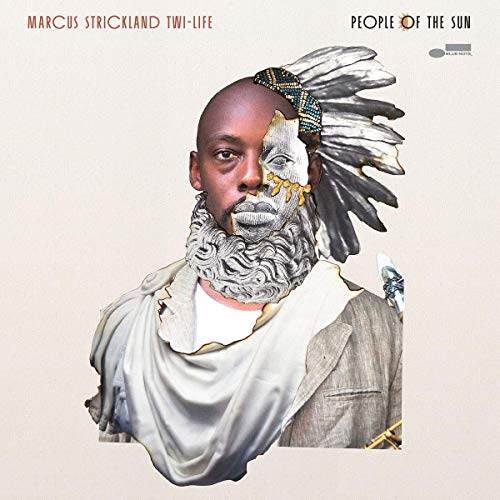 "Album cover featuring a man with a split face, one side aged, against a beige background."