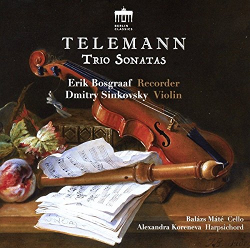 "CD cover featuring a violin, recorder, and sheet music on a wooden table."