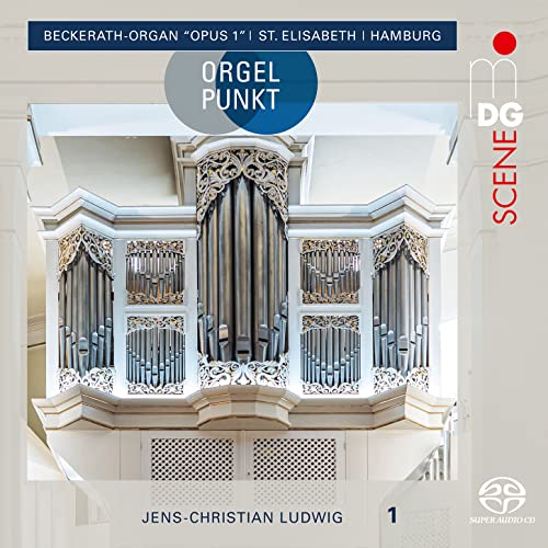 Ornate silver organ pipes within a church, CD cover art.