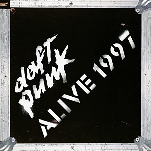 Daft Punk "Alive 1997" vinyl record cover, black with white text.