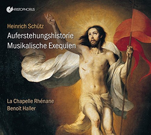"CD cover featuring a painting of Jesus Christ rising, holding a red flag."