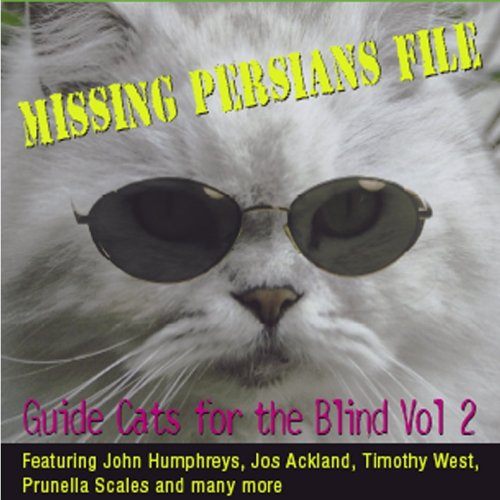 A white cat wearing sunglasses on a CD cover with text overlay.