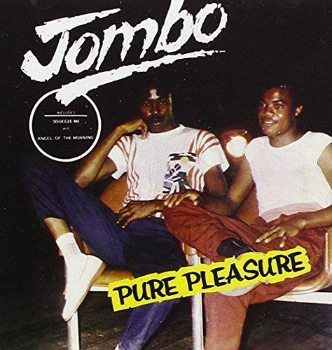 Album cover for "Jombo - Pure Pleasure" featuring three men in casual wear.
