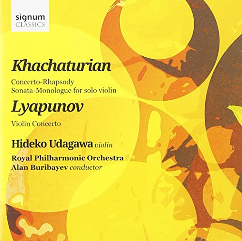 CD cover for Khachaturian and Lyapunov violin concertos, featuring abstract art.