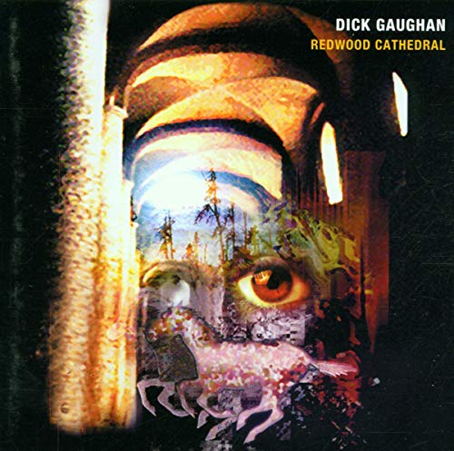Surreal album cover featuring a large eye, a horse, and arched architecture.