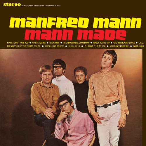 Vinyl album cover with four men posing, titled "Manfred Mann - Mann Made".