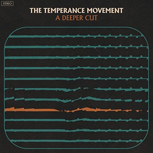 "Album cover with distorted TV screen and sound waves on a black background."