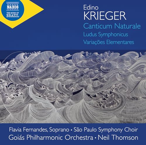 CD cover for Edino Krieger’s compositions with abstract wave imagery.