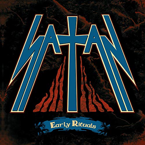 Blue vinyl record with album cover featuring "Satan" in bold blue letters.