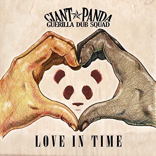 Hands forming a heart around a panda face, album cover art.