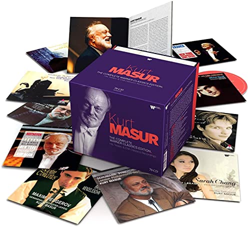 Box set of Kurt Masur classical music recordings with conductor’s portrait.