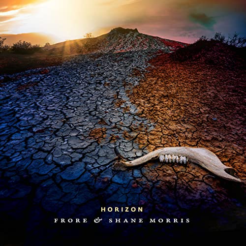 CD cover: cracked earth, animal skull, and a vibrant sunset horizon.