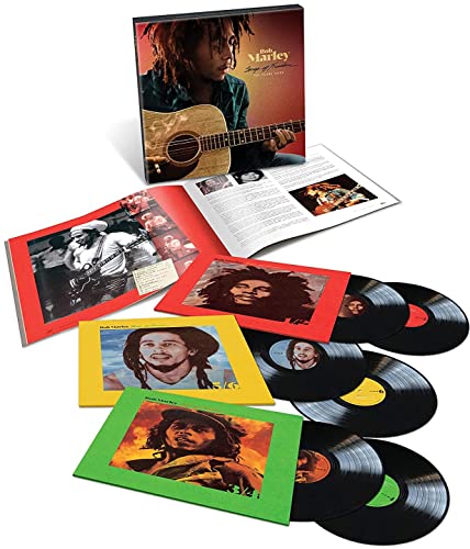 Bob Marley vinyl box set with records and photo inserts.