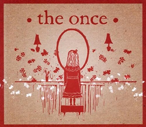 A CD cover with a red-toned illustration of a girl in a dress.