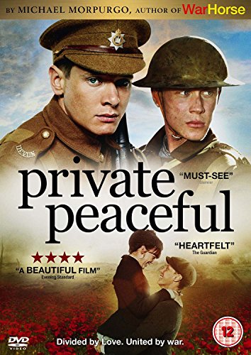 DVD cover for "Private Peaceful" featuring young men in military uniforms.