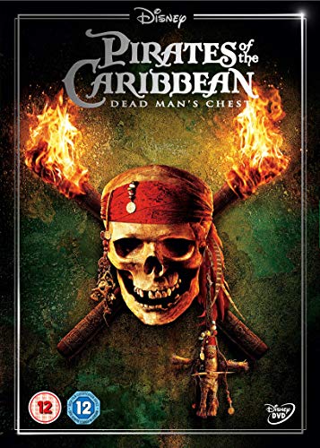 Pirates of the Caribbean: Dead Man's Chest DVD cover with skull and flames.
