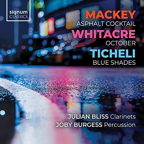 CD cover with wet asphalt road, composers’ names, and performers listed.
