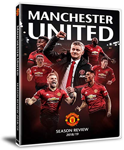 Manchester United 2018/19 season review DVD cover with players and manager.