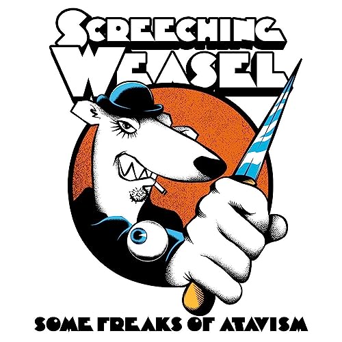 Screeching Weasel album cover: a weasel with a knife and eye.