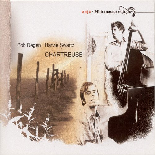 "CD cover with two men and a double bass, sepia-toned image, torn edge effect."