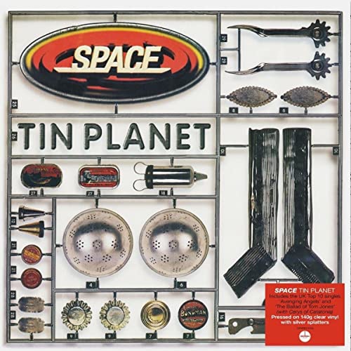 Space - Tin Planet" vinyl record cover with colorful, mechanical imagery.