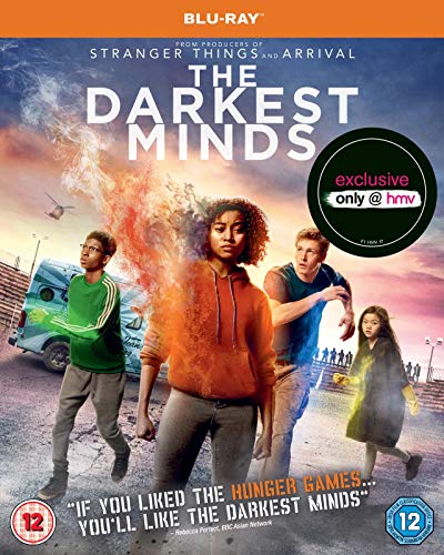 Blu-ray cover for "The Darkest Minds" featuring four young people running.