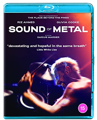 Sound of Metal" Blu-ray cover featuring a drummer and cast names.