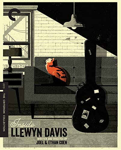 “Inside Llewyn Davis” Blu-ray cover: orange cat sits with a guitar.
