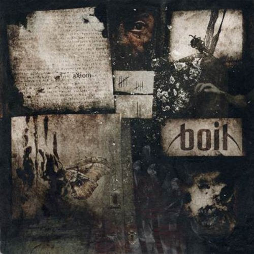 CD cover for Boil’s “Axiom” with distressed collage imagery.