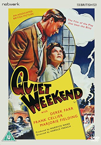 DVD cover for "Quiet Weekend" featuring three people and wartime imagery.
