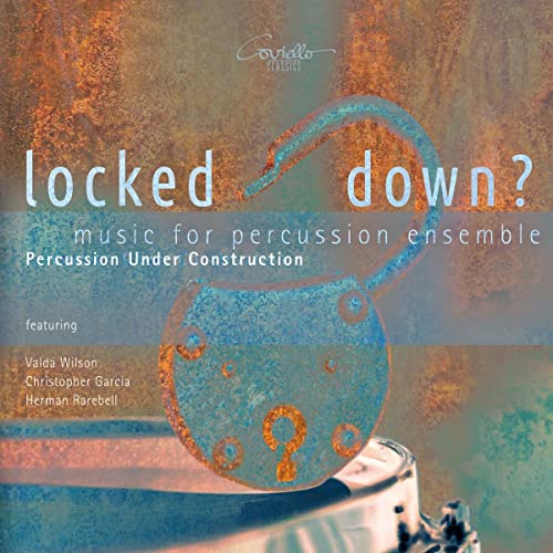 CD cover for "Percussion Under Construction" with blue and orange imagery.