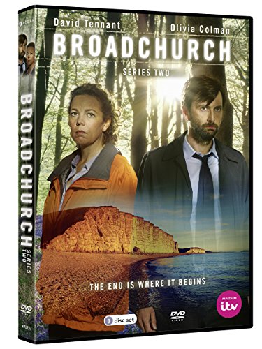 "Broadchurch Series 2 DVD case with actors and cliffside scene on the cover."