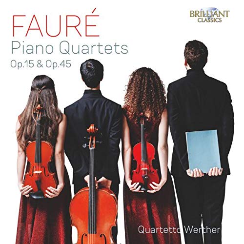 CD cover: Quartet musicians seen from behind, holding instruments.