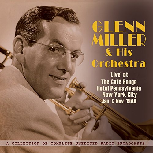 CD cover featuring Glenn Miller holding a trumpet, with text overlay.