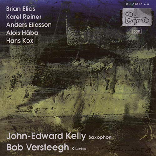 CD cover for "Kelly/Versteegh - SAXOPHONE & PIANO 2" with abstract purple and gold design.