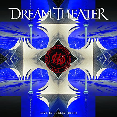 Dream Theater album cover: abstract silver cross with red logo, blue background.