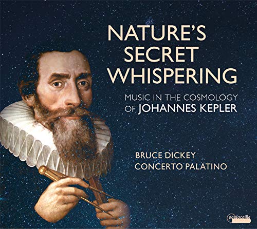 "CD cover featuring a man with a ruffled collar holding a recorder against a starry background."