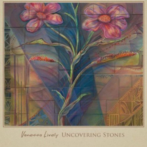 "Album cover art featuring a mosaic flower design with 'Vanessa Lively Uncovering Stones' text."