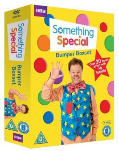 "Clown in a star-patterned vest and bow tie on a yellow background with colorful circles."
