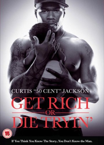 DVD cover for "Get Rich Or Die Tryin" featuring 50 Cent.