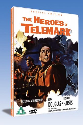 DVD cover art for The Heroes of Telemark featuring Kirk Douglas and Richard Harris.