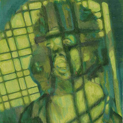 The alt text for the image is: "Vinyl album cover with abstract green and yellow artwork."