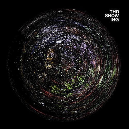 Album cover with a multicolored, swirling sphere on a black background, titled "Throwing Snow".