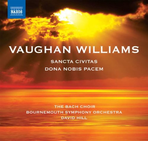 "Album cover featuring a vibrant orange sunset with white text listing the artist and composition."